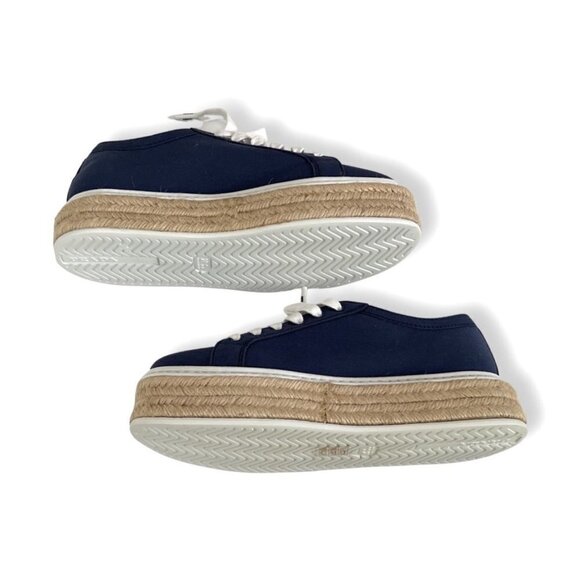 Prada navy canvas gabardine lace shoes size 40 - Picture 3 of 9